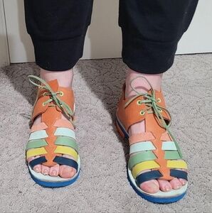 Rachel Sees Snails Portland Handmade Leather Strappy Block Heel Open Toe…